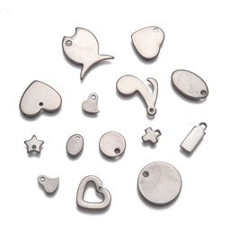 [1551 STAS-MSMC001-1] Pendentif, formes mixtes, INOX, couleur argent, trou 1mm