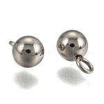 [g967] Pendentif, INOX argenté, boule avec anneau, diam 5mm