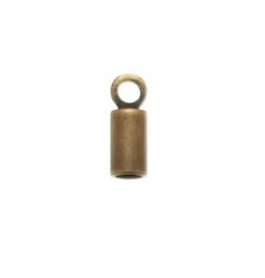 [999] Embout de cordon, laiton, couleur bronze, 8x2.8mm, trou 2.1mm, anneau 1.5mm