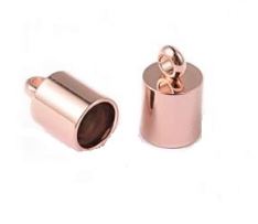 [6034] Embout de cordon, couleur or rose, 10mm, trou 6mm, anneau 2mm
