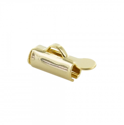 [5336] Embout de cordon, tube,  laiton, plaqué or, 9x4mm, anneau 1mm, trou 3mm