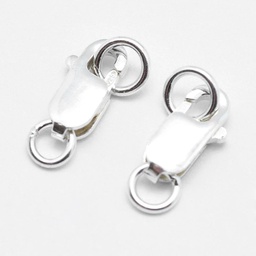 [9910 STER-G019-05-8mm] Fermoir homard en argent S925, avec 2 anneaux de 2,5mm, 8x4x2mm