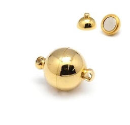 [9906   STAS-N014-02-10mm] Fermoir magnétique, INOX, couleur or, rond, 14 x 10 mm, trou 1.5mm