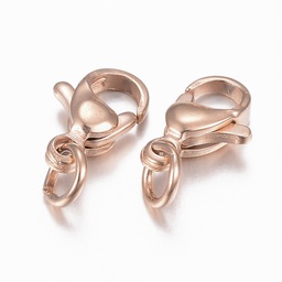[X-STAS-K155-B-11RG] Fermoir homard, INOX, doré rose léger, 10x6x3mm, trou 3mm