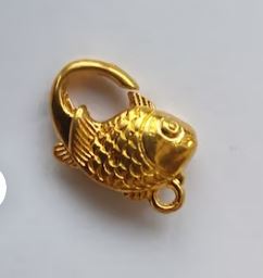 [FERPO] Fermoir crochet poisson, doré, l20mm  L12mm ep6mm, trou 2mm