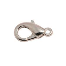 [AP13AR  KK-902-N-NF] Fermoir homard en laiton, couleur argent brillant, 12x7x3mm, trou 1mm