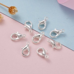 [AP11AR    E103-S] Fermoir homard, en alliage de zinc, couleur argent brillant, 10x6mm, trou 1mm