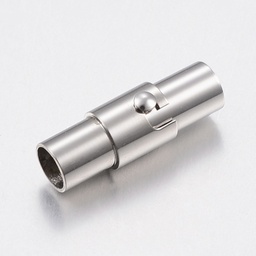 [363F STAS-E089-05C] Fermoir INOX argenté pivotant magnétique, colonne, 17x6,5mm, trou 4mm