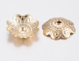 [920C] Coupelle en laiton doré, fleur 5 pétales, 10x3mm trou 2mm