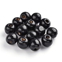 [X-TB095Y-10] Perles en bois polies 14mm, lot de 18 pièces, couleur noire