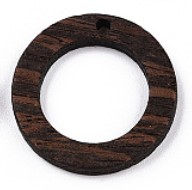 [ANNBOIS20 WOOD-T023-51A-01] Anneau en bois de wengé, brun, 28x3mm, diamètre int 15mm, perçage 2mm