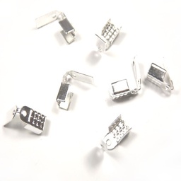 [2010AC] Embout de cordon à écraser, argenté clair, fil de 1mm, trou 1mm