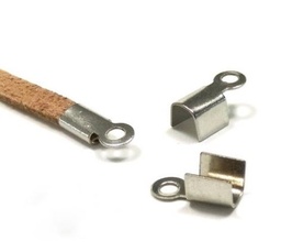 [6657] Pince à rubans à écraser INOX argenté, 6x3x2,5mm, trou 1,5mm