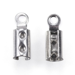 [1662  STAS-K124-13P-01] Pince à rubans à écraser INOX, couleur argent, 10x4mm, trou 1mm, diam int 3.5mm