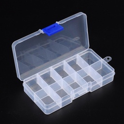 [X-C006Y    WG29476-17] Boîte plastique de rangement 10 compartiments amovibles, 13x7x2,3cm
