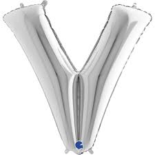 [81000.00.22] Ballon en aluminium, lettre V, argent, 36cm