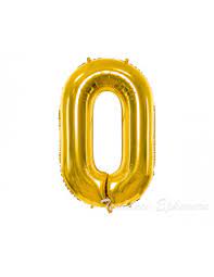 [81000.00.72] Ballon aluminium, chiffre 0, or, 36cm