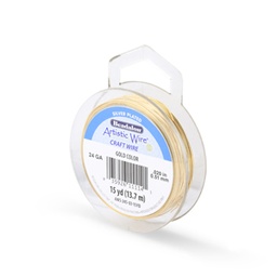 [AWS-24S-03S-15YD] Fil en laiton Artistic Wire, plaqué 24GA, or, diam 0.51mm, 13.7m