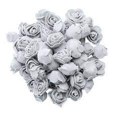 [BOUQMG] Mini bouquet 12 roses en mousse, tige 7cm,diam rose 2cm,couleur gris