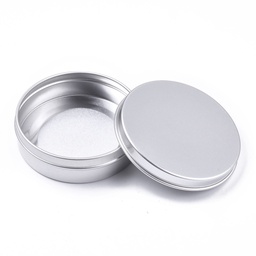 [CON-F006-19P] Boîte/contenant en aluminium, ronde, grise, 7,5 x 1,4cm