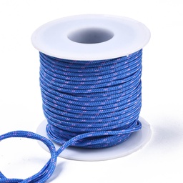 [8679 OCOR-N006-002B-05] Découpe de Paracorde, nylon, bleu avec tâche rose, rond, diam 2mm - le mètre