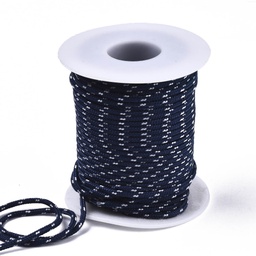 [8676 OCOR-N006-002B-04] Découpe de Paracorde, nylon, bleu marine avec tâches blanches, rond, diam 2mm - le mètre