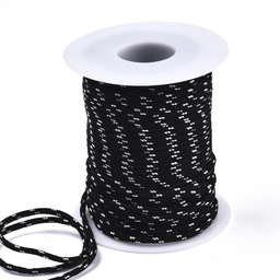 [8678   OCOR-N006-002B-01   OCOR-N006-002B-02] Découpe de Paracorde, nylon, noir avec tâche blanche, rond, diam 2mm - le mètre