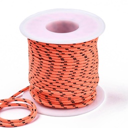 [OCOR-N006-002B-11] Découpe de Paracorde, nylon, orange corail avec tâche noire, rond, diam 2mm - le mètre