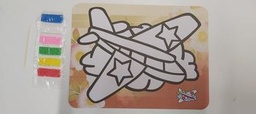 [98346] Livret carte sable avion sur fond imagé + sable 6 couleurs 21x15cm