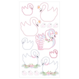 [5414135225187] Stickers/autocollants 3D, cygnes et fleurs