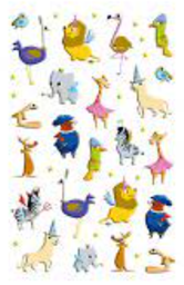 [3609510911454] Stickers/autocollants 3D, Zoo en fête, 10.5x16xm, 37 pièces