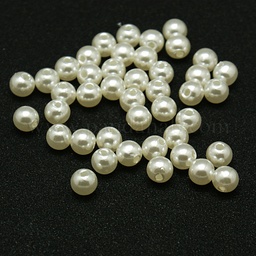 Perle d'imitation nacrée, ronde, 6mm, trou 1mm x 120 pièces env., 2 coloris au choix
