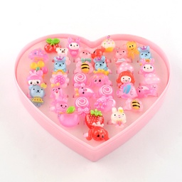 [8972 RJEW-R130-01-B] Bague Animaux ouverte pour enfant, couleur mixte rose, taille 1 3/4 13m