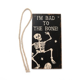 [8964] Tableau Porte  Halloween avec corde, squelette, noir, 202x107x5mm