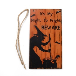 [8965] Tableau Porte  Halloween avec corde, It's my night...orange, 202x107x5mm