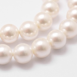[8978 X-BSHE-L026-03-6mm] Perle de coquillage naturelle, plaquée, grade A, blanche, ronde, 6mm, trou 0,8mm