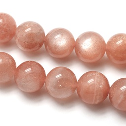 [1363 G-E251-34-4mm] Pierre de soleil, naturelle, rose orangé, ronde,  4mm, trou 1mm