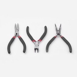 [TOOL-MSMC002-20] Pinces à bijoux lot de 3 (coupante, plate épaisse, ronde et coupante) 110/125x60mm