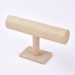 [9850  BDIS-WH0003-04B] Présentoir de bracelet en T en lin, beige, 13,7x24x7,1mm