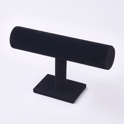 [X-S009] Présentoir de bracelet en velours T-bar, noir, tube : 24x5cm