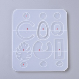 [L023  DIY-L023-29   DIY-L023-30] Moule en silicone, plaque pour bijoux, 160x140x7mm, trous 1.5mm