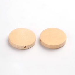 [5825    	X-WOOD-S650-93-LF] Perle en bois naturelle, plat rond, 25x5mm, trou 2mm