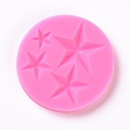 [9124] Moule en silicone, rose, étoiles x 4, 81x8.5mm