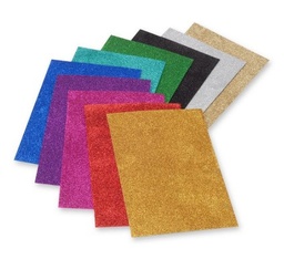 Feuilles de mousse à paillettes +rigide, A4, 8 coloris, épaisseur 2mm