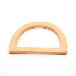 [FIND-WH0064-55] Poignée de sac en bois &quot;forme D&quot;, 12x8.5x1cm, couleur bois clair, à l'unité