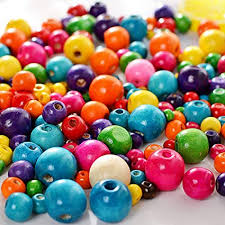 Sachet Perles en bois, plusieurs coloris, diam 10mm, trou 2mm, ~47 perles