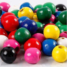 Sachet Perles en bois, plusieurs coloris, diam 12mm, trou 3mm, ~28 perles