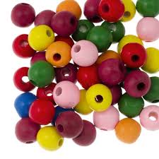 Sachet Perles en bois, plusieurs coloris, diam 15mm, trou 3mm, ~14 perles