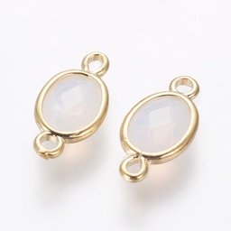 [X-GLAA-O014-29G] Pierre Opalite estampe, facette blanche opaque naturelle, contour or, 15x6.5x3.2mm trou 1mm