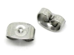 [6373 X-STAS-S028-11] Poussette boucle d'oreille, INOX argenté, 6x4,5x3mm, trou 0,7mm